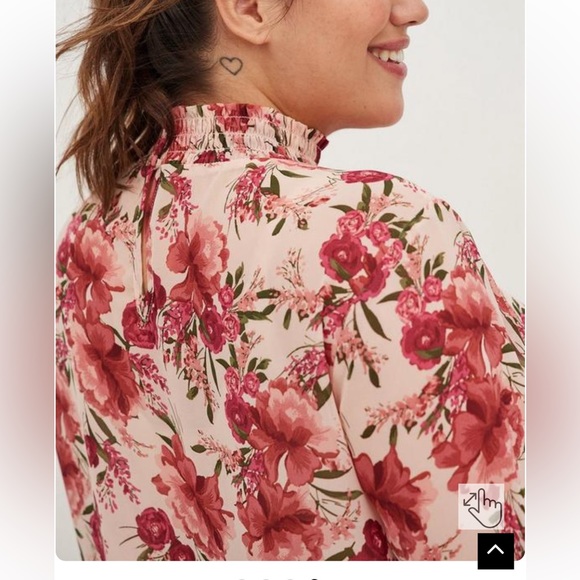 Torrid Chiffon Smocked Mock Neck Blouse - Picture 4 of 4